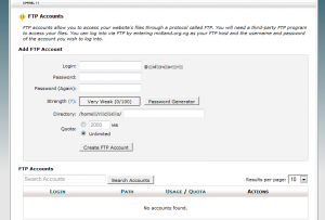 Cpanel FTP Accounts View