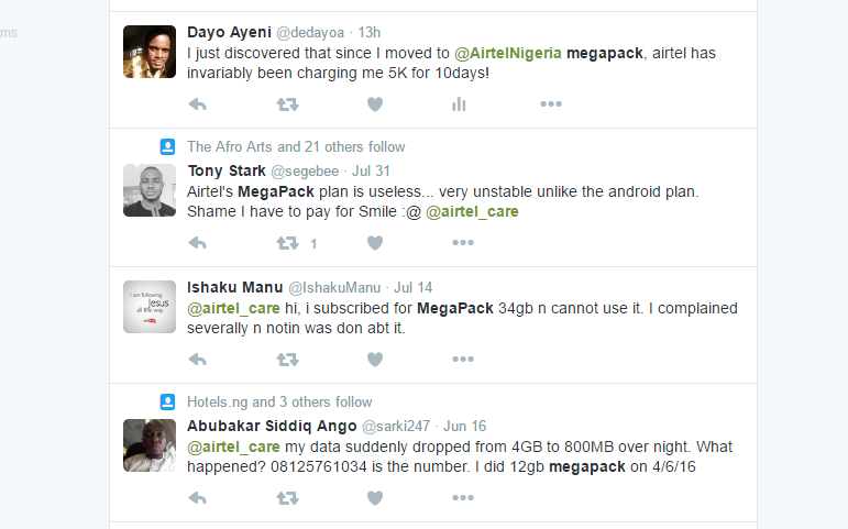 airtel megapack twitter complaint